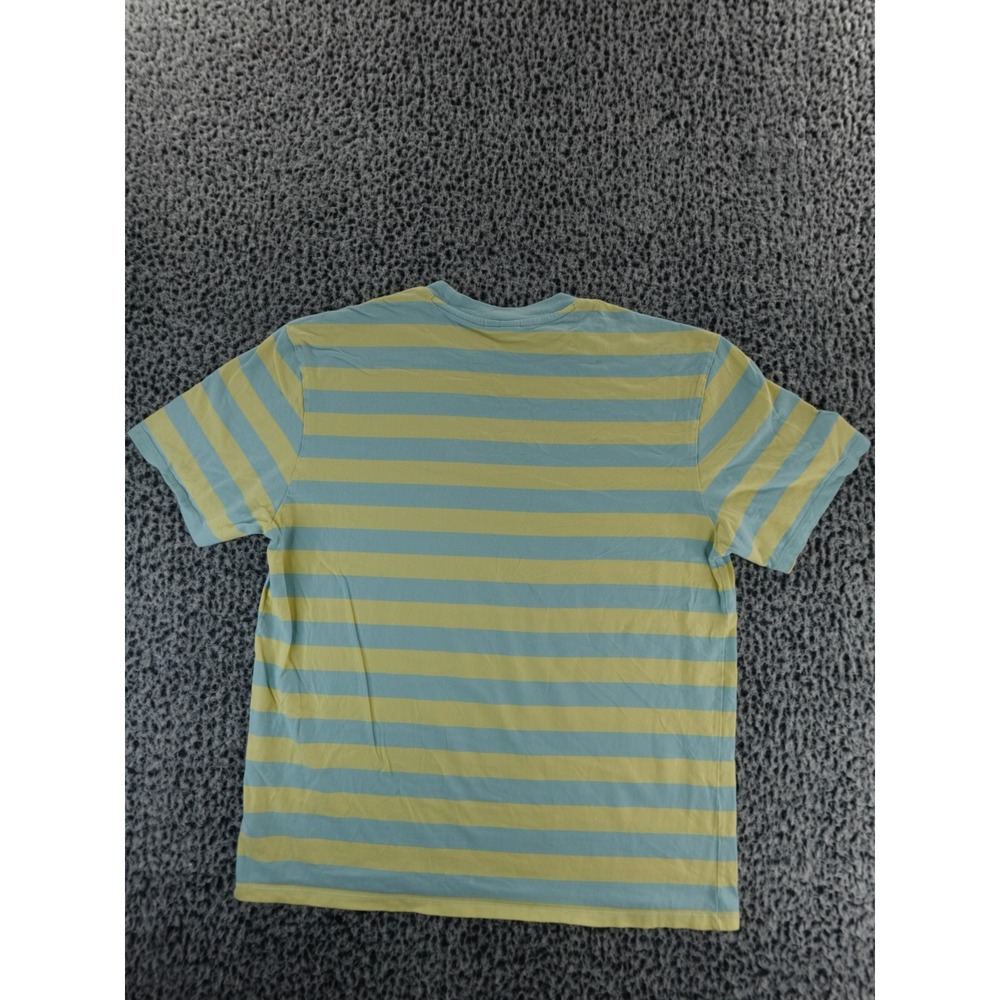 Guess Originals Striped T Shirt Yellow Blue Daisy Logo Short Sleeve Mens L - Picture 7 of 8